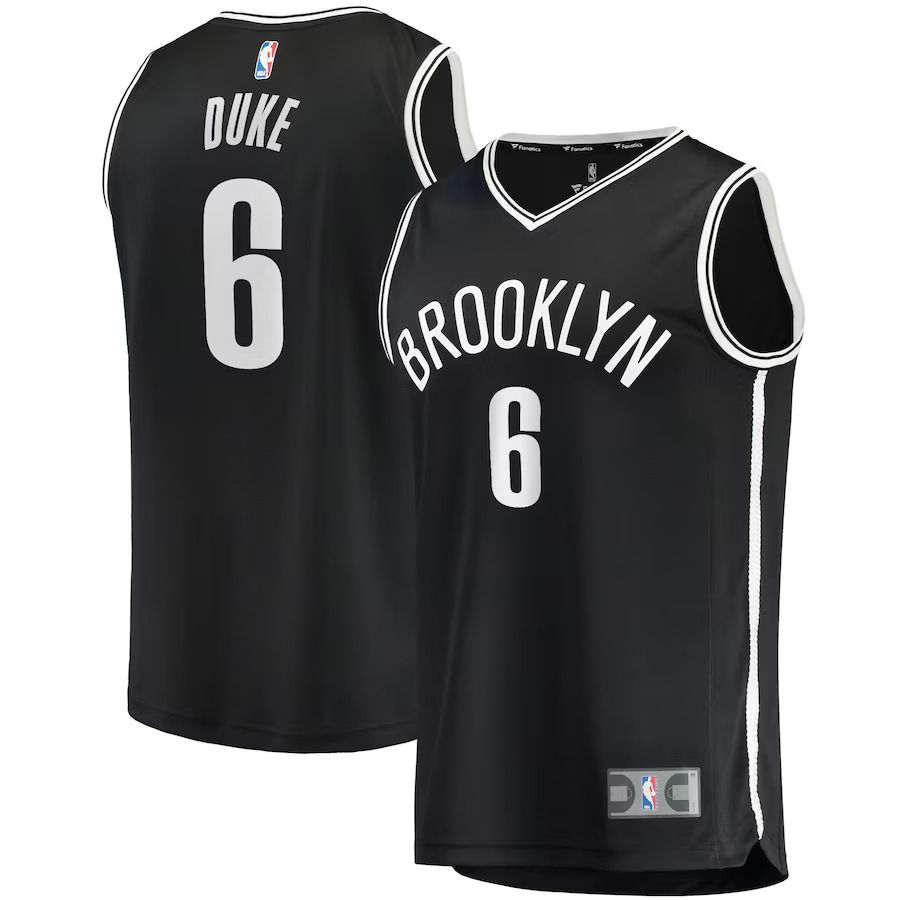 Men Brooklyn Nets #6 David Duke Jr Fanatics Branded Black Fast Break Replica NBA Jersey